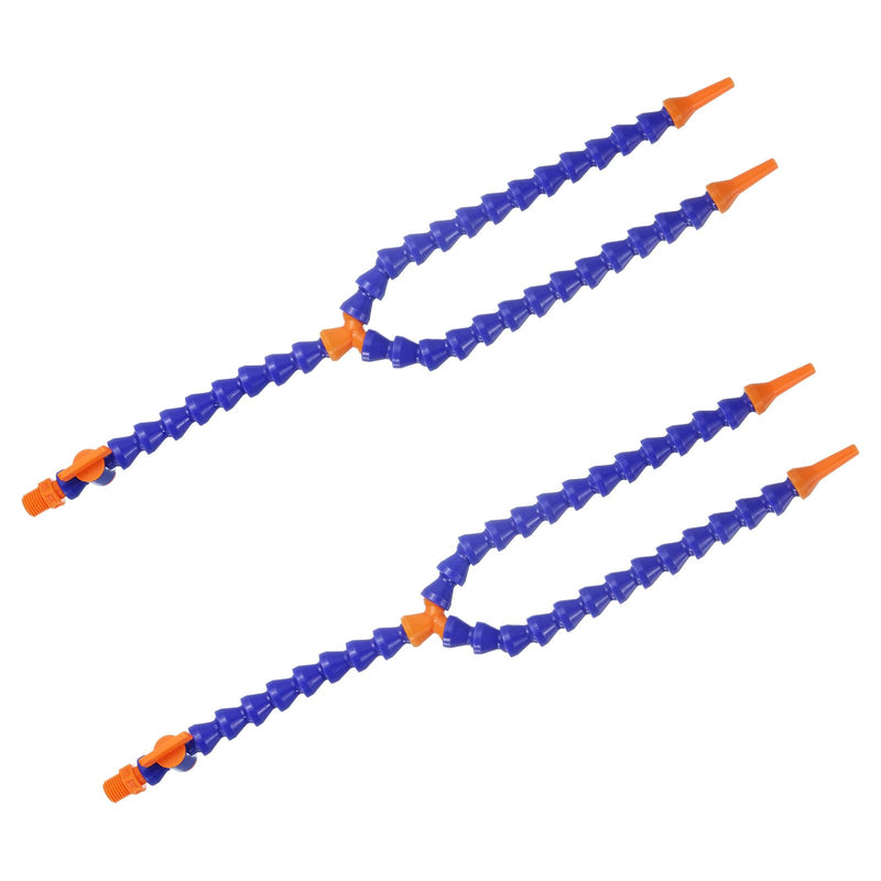QUARKZMAN Pack of 4 G1/4 Inch Thread Flexible Water/Oil Coolant Hose, 400 mm Plastic Adjustable Round Nozzle Y-Shape Cooling Pipe Hose with Switch for Lathe CNC Water Cooling System