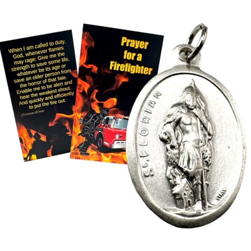 Westmon Works St Florian Medal Set Italian Metal with USA Made Holy Card