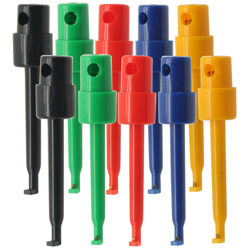 [Australia - AusPower] - 10Pcs Single Test Hook Clip Test Probe for Electronic Testing IC Grabber Large Size Round Crocodile Clip Hook Test Clips 