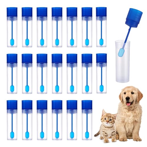 Pack of 20 chair sample tubes, feces sample tubes, dog | Chair catcher for chair sample, chair sample with spoon, 15 ml faecal sample tube dog and cat, examination tube for pets