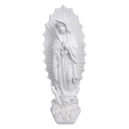 Our Lady of Guadalupe Statue, White Virgen de Guadalupe Statues, Small Mexico Virgin Mary Figurine, Virgencita Maria Estatua Resin Catholic Religious Decor 7 Inch 7 inches