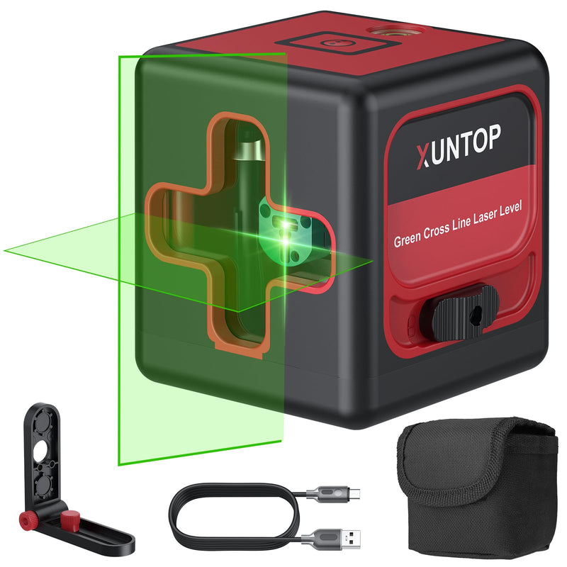 [Australia - AusPower] - 100Ft Laser Level Self Leveling (±3°) with ±1.5mm/5m Accuracy Green Cross Laser Level with Magnetic Bracket and Pouch for Picture Hanging Wall Floor Tile Construction (Class 2 Laser) 