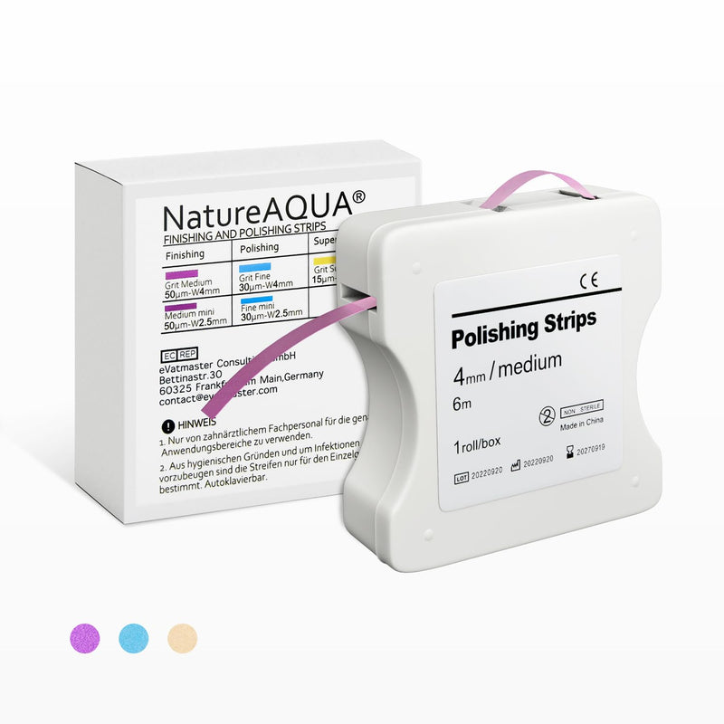 [Australia - AusPower] - Dental Polishing Strips- Medium Grit (50μm), 4mm Wide × 6m Long Roll, Pink Color - Abrasive Strips for Teeth Polishing, Interdental Finishing- Safe for Professional & Home Use 
