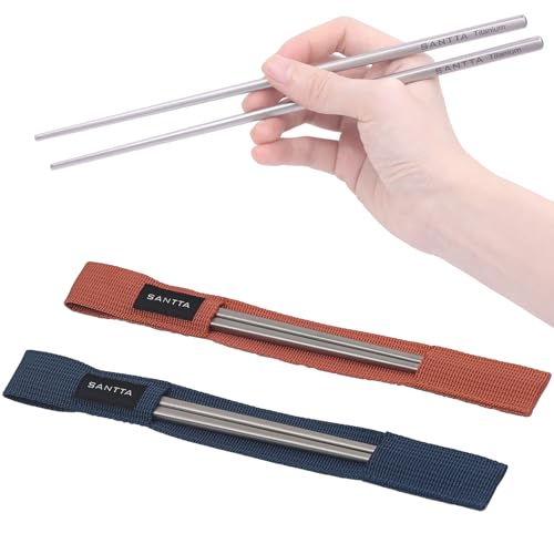 SANTTA Titanium Chopsticks with Portable Carrying Case 2-Pack