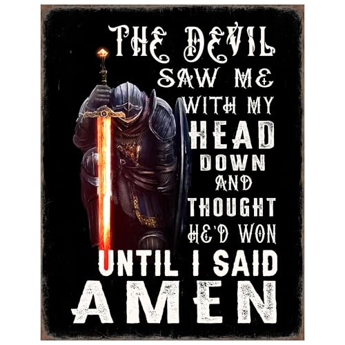 Christian Warrior Wall Art 11x14 - Inspirational Religious Decor for Men - Motivational Prayer Room Wall Decor - Spiritual Gifts - Medieval Knight Poster - Man Cave Office Artwork - LARGE Unframed 11"L x 14"W