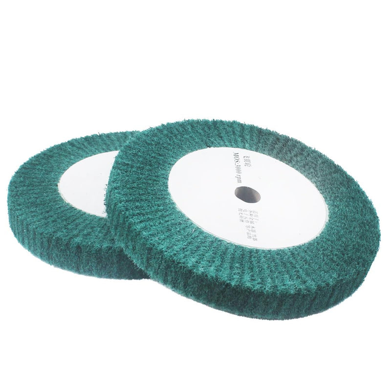 [Australia - AusPower] - 2 Pcs 8'' Non-Woven Buffing Polishing Wheels, 240 Grit Wire Drawing Abrasive Flap Wheels for Die/Bench Grinder (Green) 