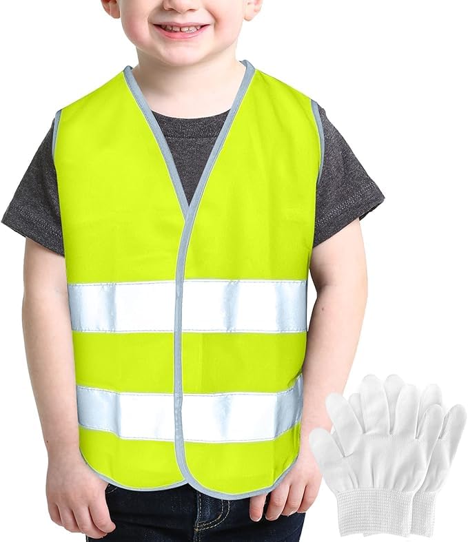 Kids High Visibility Reflective Safety Vest - Neon Yellow Child Safety Vest with Reflective Tape, Ideal for Outdoor Activities, Size Small