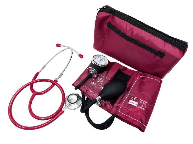 [Australia - AusPower] - EMI # 305 Deluxe Aneroid Sphygmomanometer Blood Pressure Monitor Set with Adult Cuff and Carrying Case and Includes Basic Stethoscope (Burgundy with Dual Head Stethoscope) Burgundy With Dual Head Stethoscope 