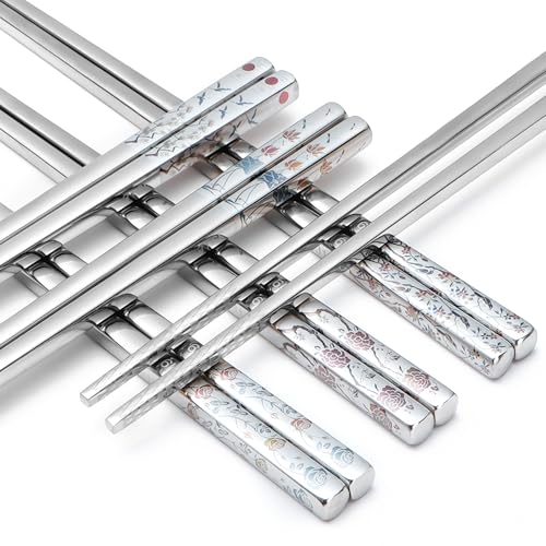 Stainless Steel Chopstick Gift Set, 9.8", Chinese Style All Style-5 Pairs Gift Set