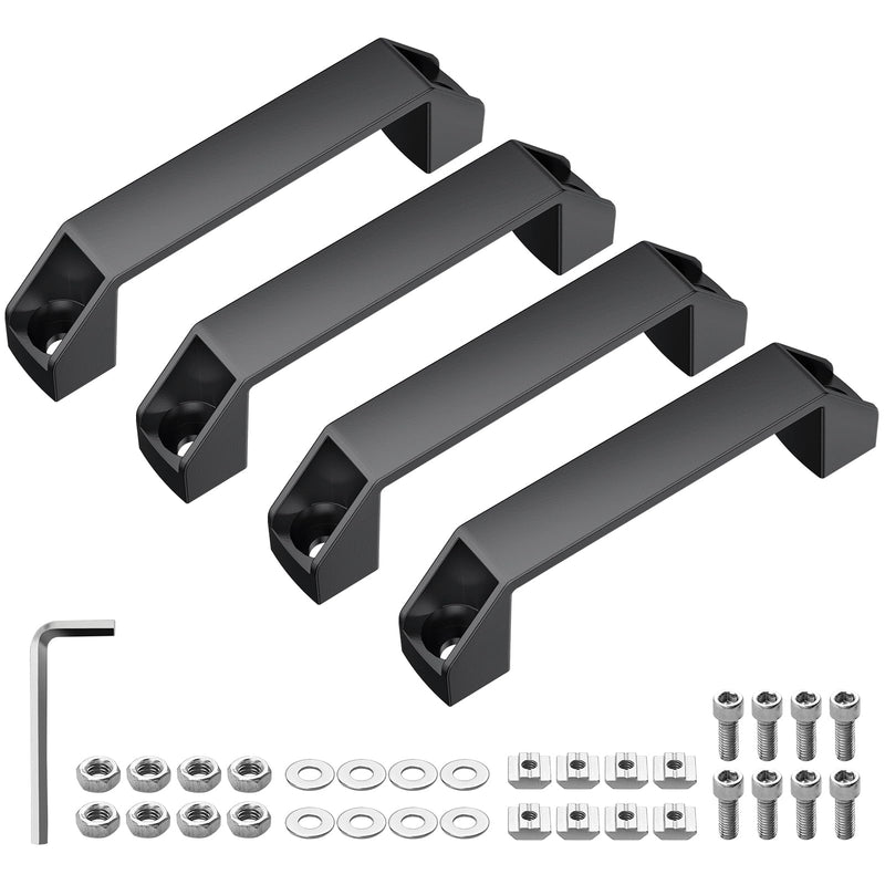 [Australia - AusPower] - JiGiU 4-Pack Aluminum Handle Aluminium Alloy Rectangular Industrial Pull Handle 120mm Hole Distance for 30 Series European Standard Aluminum Extrusion Profile -Black (4, Black, 30 Series) 