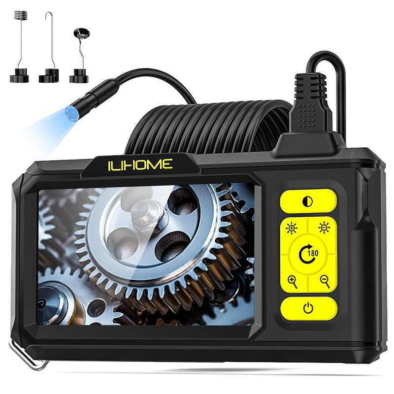 [Australia - AusPower] - Borescope Camera with Light, 1080P HD Endoscope with 8 Adjustable LEDs, 4.3" Inspection Camera with 16.4ft Semi-Rigid Cable, 8mm IP67 Waterproof Lens-Father's Day Gift&Cool Gadgets for Men Single Lens 