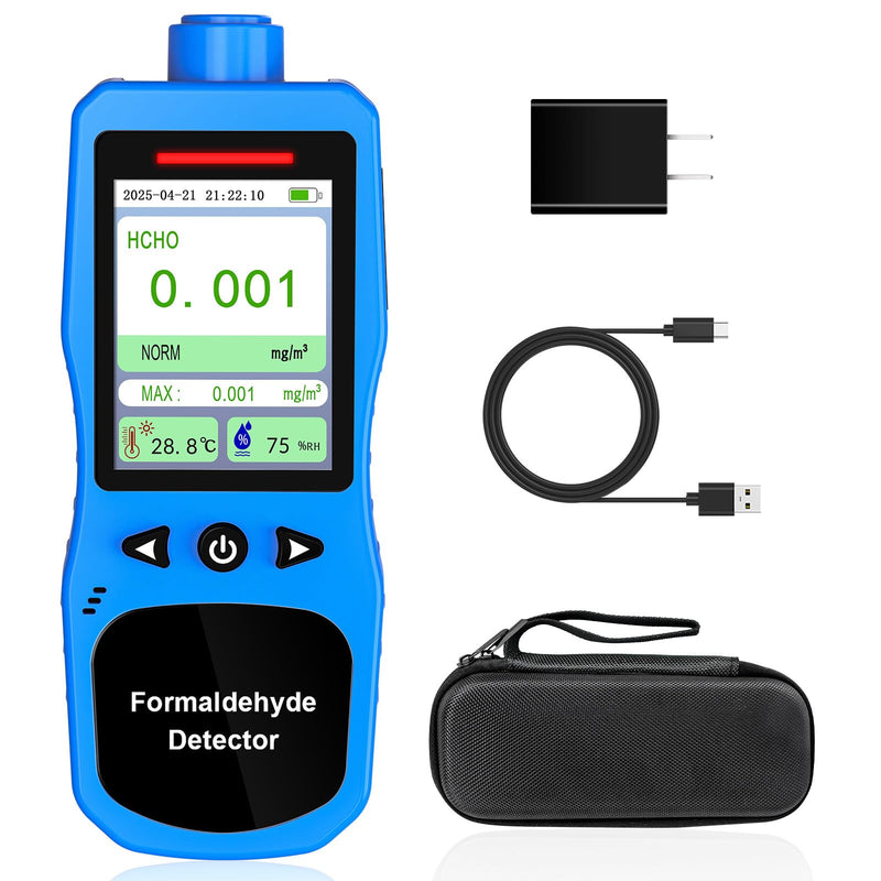 Formaldehyde Detector, Rechargeable HCHO Monitor with Vibration, Visual & Sound Alarms, Temperature Humidity Meter, Formaldehyde Air Quality Tester for Home, Work
