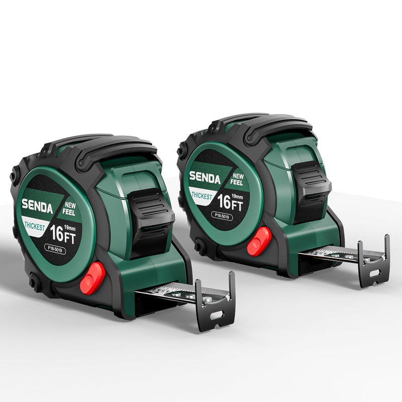 [Australia - AusPower] - Tape Measure 16Ft,Heavy Duty Measuring Tape with 25mm Wide with Three Stops, High Precision Retractable Measuring Tape,Rubber for Comfortable Grip, Fraction Markings(16FT*2) 2 4.9 m 