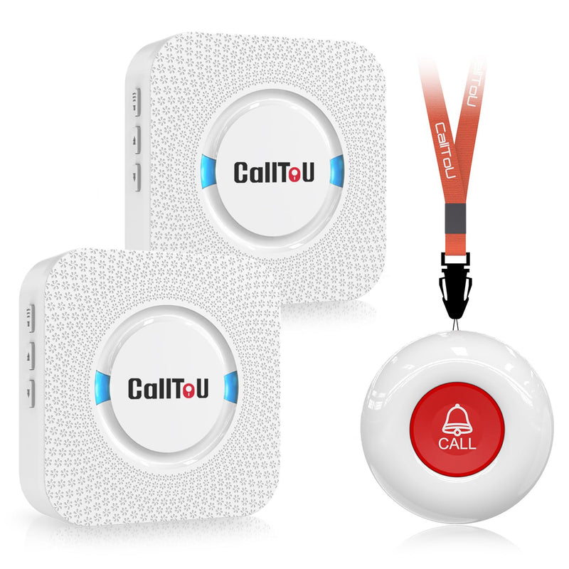 [Australia - AusPower] - CallToU Caregiver Pager Wireless Call Button Nurse Alert System 500+ Feet for Home/Elderly/Patient/Disabled 06WS (2 Receiver 1 Round Button (3 Piece)) 2 Receiver 1 Round Button (3 Piece) 