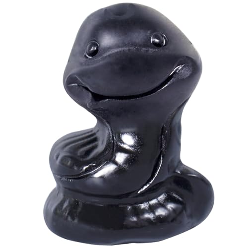2 Inch Crystal Snake Figurine Handcrafted,Obsidian Crystal Sculpture Healing Energy Stone Spiritual Decor Unique Gift for Collectors Meditation Altar Mystical Statue Reiki Energy Obsidian Snake