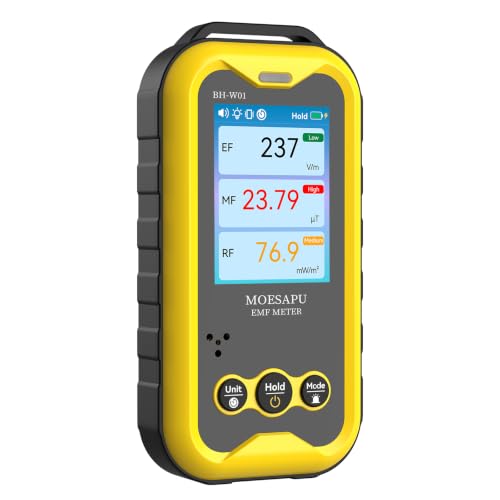 EMF Meter, 3-in-1 Electromagnetic Field Detector for EF, MF and RF Fields, Electromagnetic High Frequency Monitor, Portable Rechargeable Battery Reader for Microwave Ghost Hunting