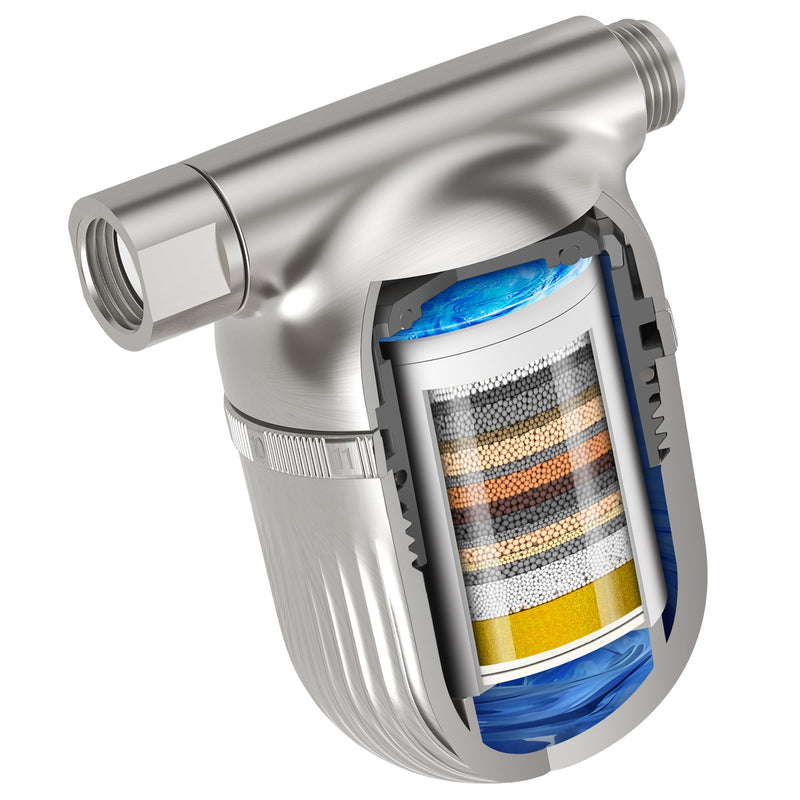 Cobbe Shower Filter | All-Metal Joint | 99% Removal Shower Head Filter for Hard Water, Heavy Metals, Chlorine and Harmful Substance, Improve Your Skin and Hair - Brushed Nickel