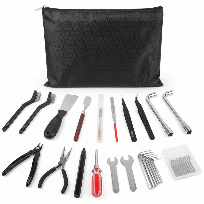 3D Printer Tool Kit - 44 Piece Printing Accessories Set - Deburring Tool and Nozzle Cleaning Kit - Essential 3D Print Equipment with Scraper - Durable Case for Model Finishing and Maintenance 44PCS