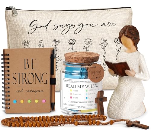 Christian Gifts for Women Faith,Birthday Christmas Baptism Graduation Gifts for Her,Inspirational Religious Gift, Catholic Spiritual Gift Basket,Bible Verse Jar,Bible Accessories Coloured