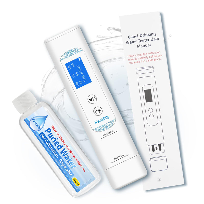[Australia - AusPower] - 6 in 1 Digital Water Tester for Drinking Water, Lab Grade TOC/COD/EC/UV275/Temp/TDS Meter Digital Water Tester and Calibration Solution for Home, RV, Camping, Well, Tap Water 6 in 1 Water Tester with Solution 