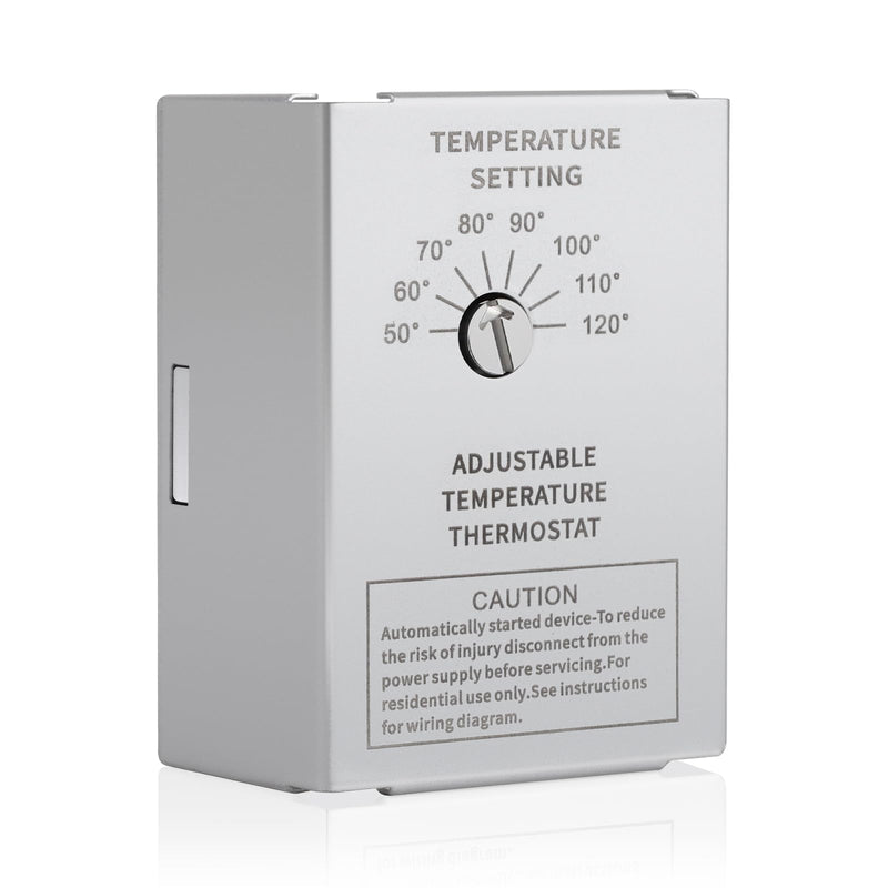 [Australia - AusPower] - Attic Fan Thermostat Control, Accurate Temperature Control(50-120℉), Easy to Use and Install, Reliable Mechanical Structure, Adjustable Temperature Thermostat for Attic Ventilators, Garage Exhaust Fan 
