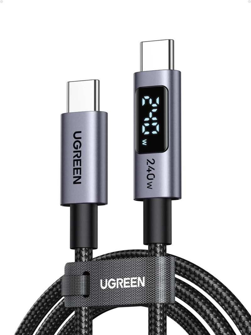 UGREEN 240W USB-C Cable with Digital Display PD3.1 Fast Charging Cable | USB-C to USB-C cable with charging power indicator and e-marker for iPhone 17/16 series, Galaxy S26, MacBook, iPad Pro 2 meters