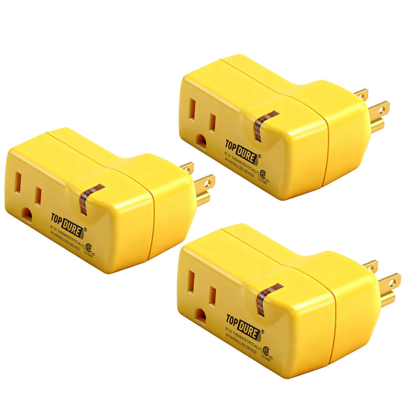 Thermostat Plug Outlet for Heat Cables, Temperature Controlled Outlet with Auto On at 38℉/Off at 50℉, Ideal for Pipes, Greenhouses, Well Houses, 3pcs 21-3