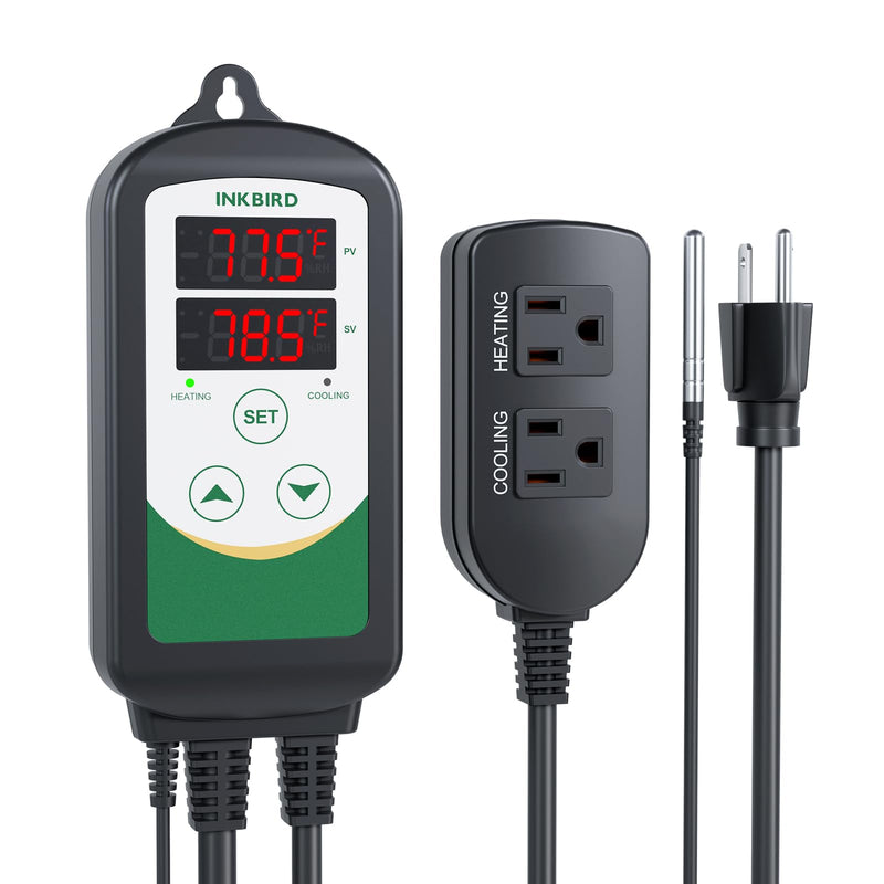 [Australia - AusPower] - Inkbird 2025 Updated Temperature Controller, Reptile Thermostat ITC-308 Digital Heating and Cooling Temp Controller for Attic Fan, Carboy, Freezer, Grow Tent 