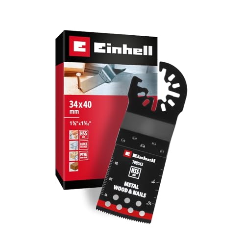 Einhell BiM Plunge Saw Blade, Curved, 34 x 40 mm | 40mm immersion depth | flutes | HSS metal teeth | curved cutting edge | quick change function | open back intake 34mm plunge saw blade black