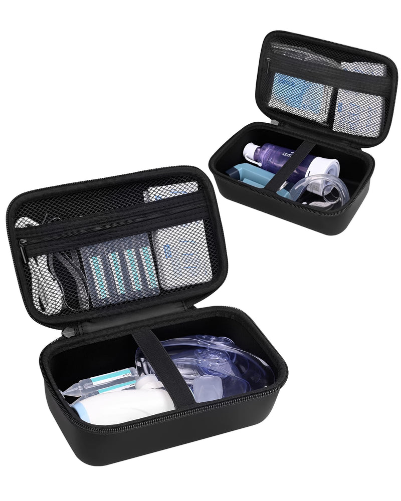Asthma Inhaler Case Portable Nebulizer and Spacer Storage for Kids and Adults - Travel Carrying Case for Masks, Inhaler Holder (BLACK) BLACK