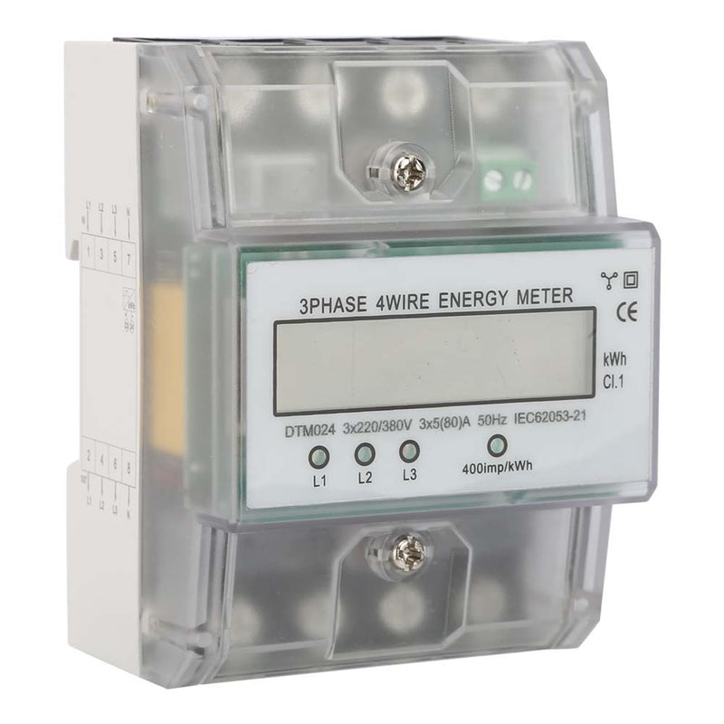 [Australia - AusPower] - 3 Phase Power Meter, DTM024 Digital LCD Display Kilowatt Usage Meter, 220/380V 5-80A Digital Energy and Electricity Usage Monitor for Power Metering System 