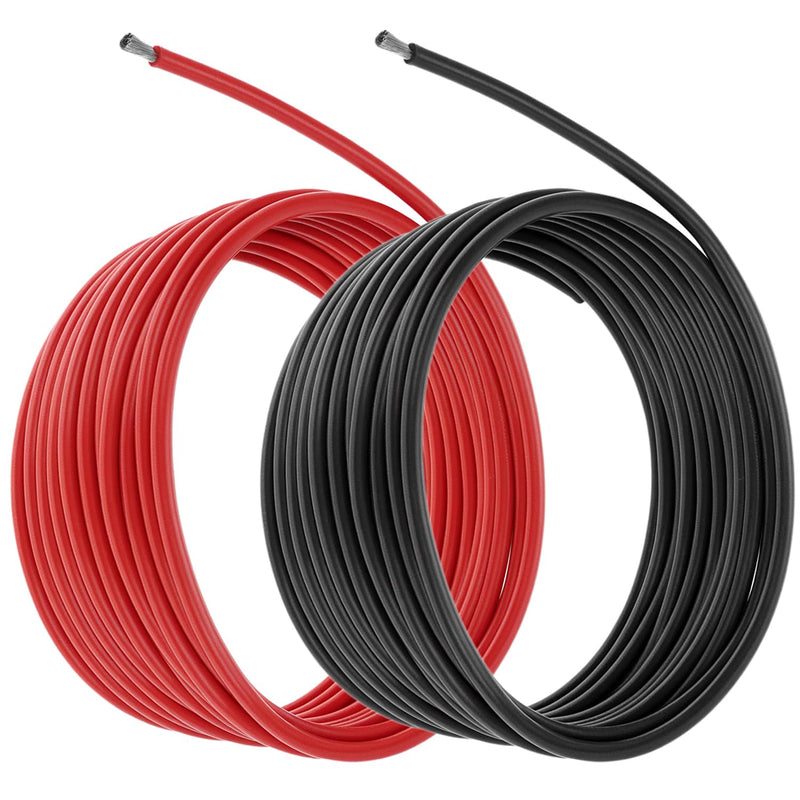 QWORK 10AWG 6 mm² Silicone Electronic Cable - 5 m Black 5 m Red - 10 Gauge Silicone Wire Car Cable Flexible and Soft Low Impedance 1050 Strands OFC Tin-Plated Wires 10 awg 5m+5m