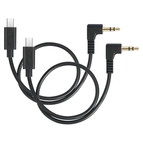 1FT Micro USB 15-Pin to 3.5mm Right Angle Timecode Cable - 90° Angled Camera timecode Cable for FX3 FX-30 A7M3 A7M4 A7S2 A7S3, 3.5mm Audio Timecode Sync, Gold-Plated Connectors 2-Pack