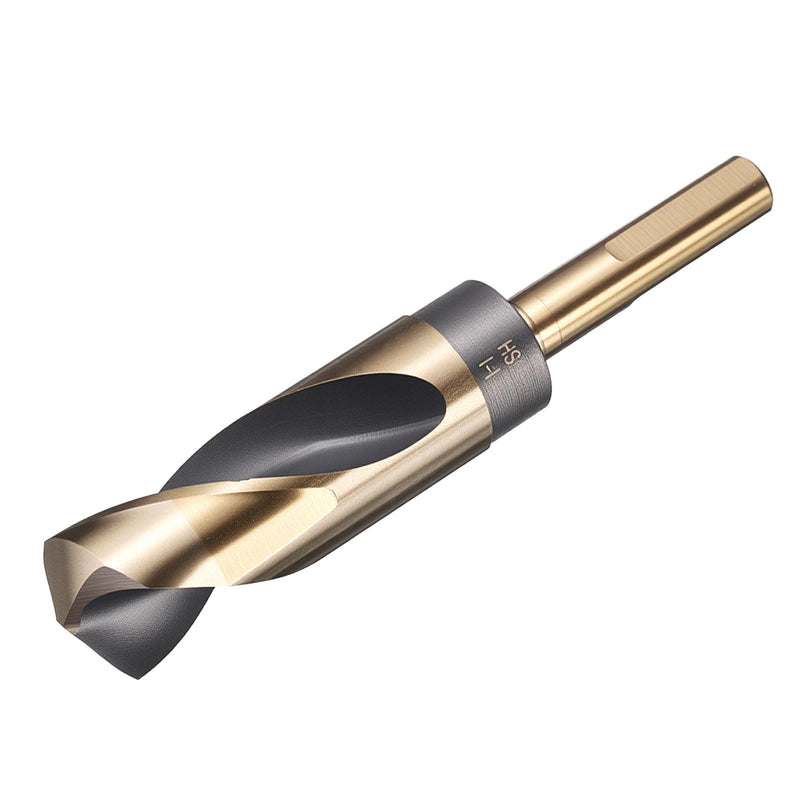 uxcell 1-1/16" Drill Bit 1/2" Reduced Shank 3-Flat M35 5% Cobalt High-Speed Steel Twist Black and Gold Finish 135° Bits for Hard Metal Stainless Steel,1pcs 1-1/16 in 1/2" Shank