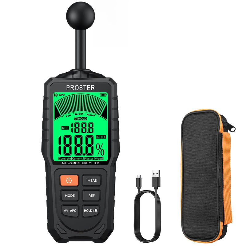 [Australia - AusPower] - Proster Moisture Meter - Wall Rechargeable Moisture Meter for Walls Wall Moisture Meter Masonry with 3-Color LCD,5 Modes Building Moisture Meter 5-40mm Analysis Depth 