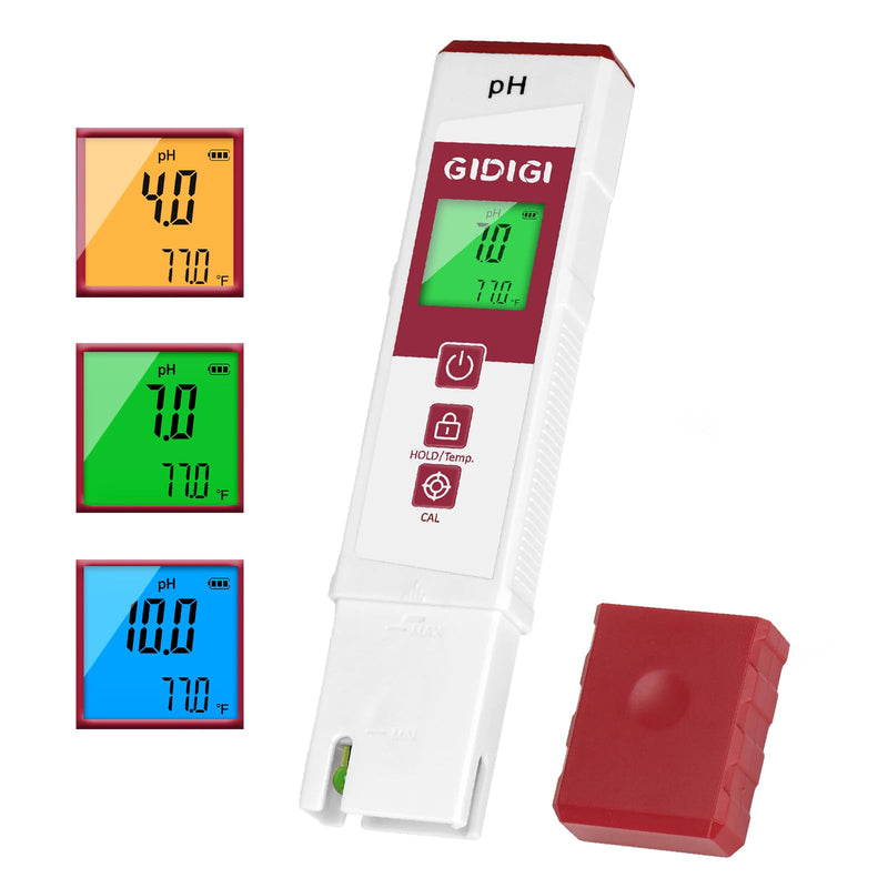 [Australia - AusPower] - pH Meter for Water with Color Display pH Test Strip Function Pro Digital pH Level Tester ATC pH Calibration Kits Water Quality Tester for Pool Spa Hot Tub Hydroponics Aquarium Drinking Water White 2 in 1 