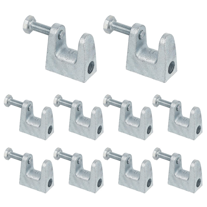 Pack of 10 carrier clamps, stand-up seam clamp, carrier clamp holder made of galvanised steel for ventilation and other systems, M20 C shaped wooden beams for bridge construction, building construction
