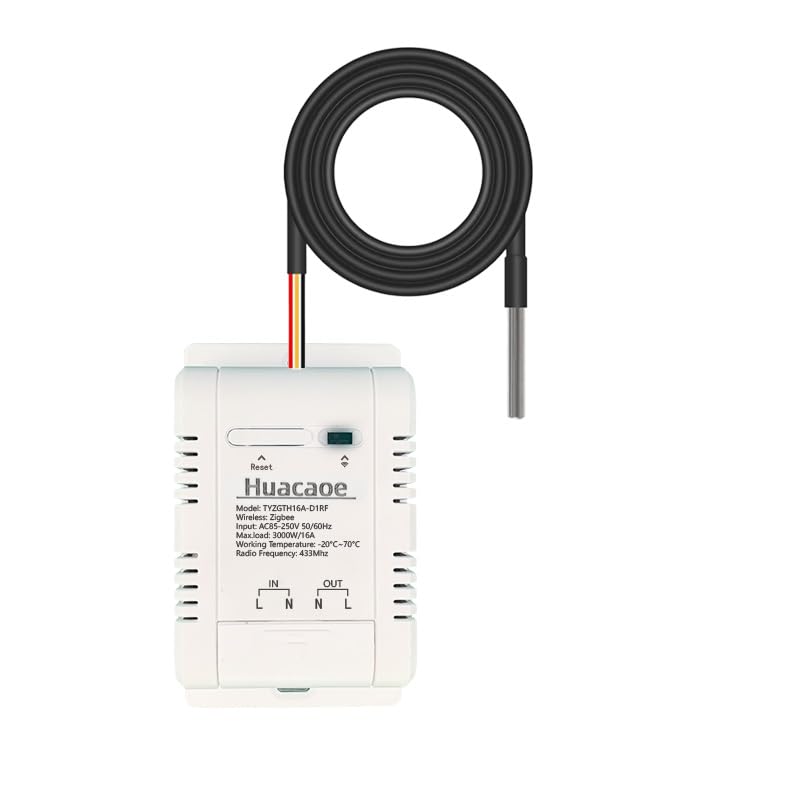 [Australia - AusPower] - Zigbee High Power 16A Smart WiFi Temperature Controller with Waterproof DSB1820 Probe , app Control,Greenhouse,,Aquarium, Pet Breeding,Incubator,Reptile,Alexa/tuya zigbee hub Required（USB5VAC 85-250V） 