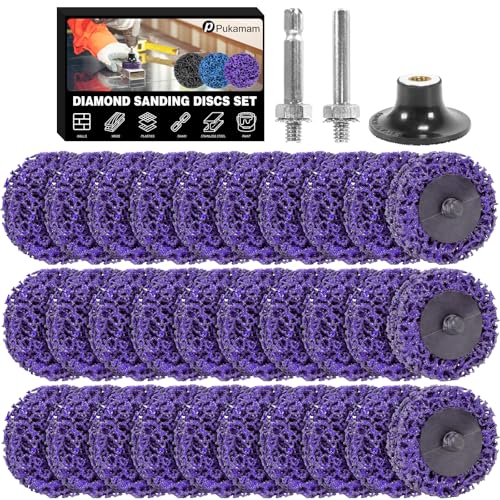 Pack of 30 CSD Disc Sanding Disc, 50 mm, Grinding Attachment for Cordless Screwdriver, Grinding for Dremel, Cleaning Disc Set for Drill, Paint, Rust, Oxidation, Cleaning and Removing (Purple) Purple