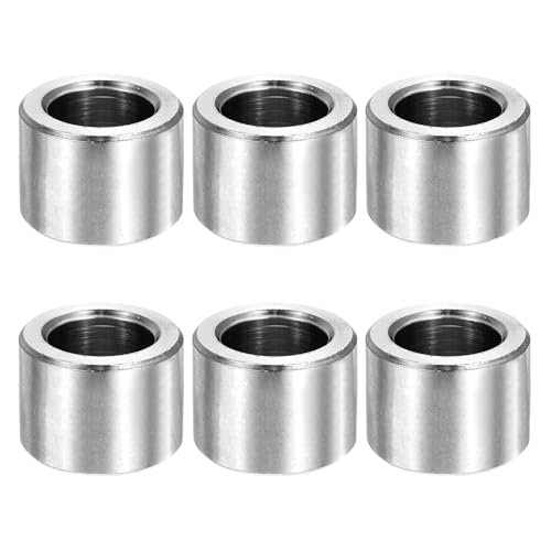 MECCANIXITY M14 stainless steel metal spacers, 6-piece round unthreaded silver standoff bushings, 14x22x15mm