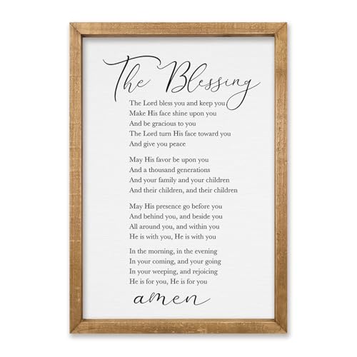 comurdyo The Blessing Bible Verse Wall Art, 16"×11", Wood 16"L x 11"W The Blessing (Wood)