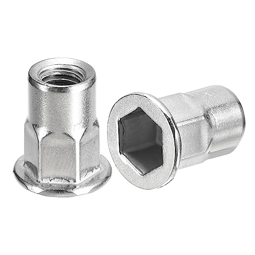 uxcell M6 half hex body rivet nuts, 304 stainless steel threaded insert nuts, 100 pieces