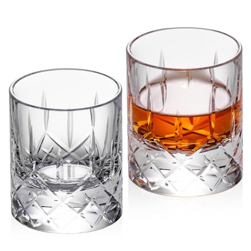 KAMMAK Crystal Whiskey Glasses Set of 2 Handcrafted Old Fashioned Glasses Small Classic-2.03oz