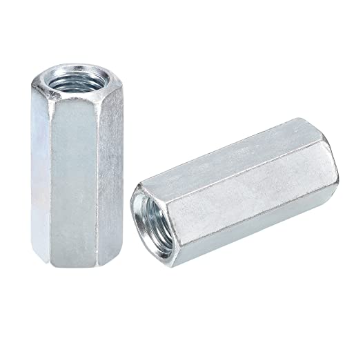 uxcell M14x19x45mm galvanized carbon steel hex coupling nuts, 15-piece threaded rod couplers