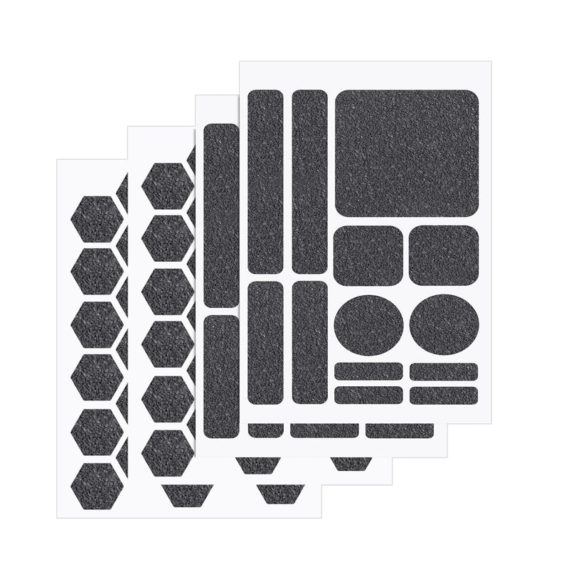 4 Pack Grey Anti-Slip Grip Tape Stickers, Different Shapes Phone Grip Strips Reusable Pre-Cut Adhesive Mouse Decals Tablet Patches for Cell Phone Case, Golf Handle, Game Controller & Smooth Device
