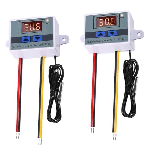 [Australia - AusPower] - Hexonix XH-W3001 Digital Display Temperature Controller 220V 10A 1500W | LED Temperature Controller with Thermostat Control Switch Probe (White) - Pack of 2 