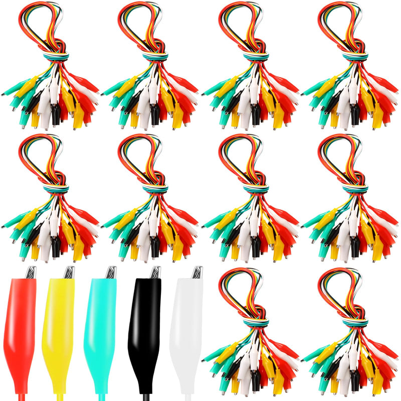 [Australia - AusPower] - Kingdder 100pcs Alligator Clips Test Leads Dual Ended Crocodile Clips Jumper Wires -22awg Pure Copper Wire, 5 Color Coded, for DIY School Experiments, Multimeter, Electronics Repair, Circuit Testing 