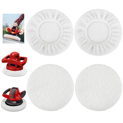 4-Piece Polishing Hood Set, Lambswool Polishing Hoods for 220 mm - 250 mm Polishing Machines, Car Polishing Hoods for Einhell Cordless Car Polisher CE-CB 18/254 Li, CC-PO 90