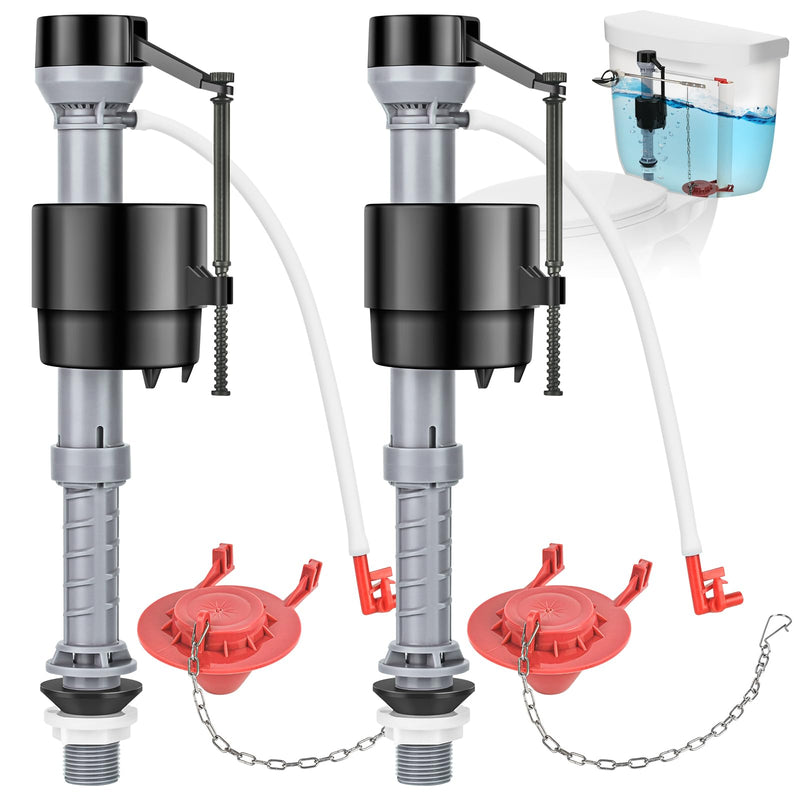 Universal Toilet Repair Kit for Inside Tank – Includes Adjustable Fill Valve & 2-Inch Flapper, Quiet & Easy Installation (Red, 2-Pack) Red