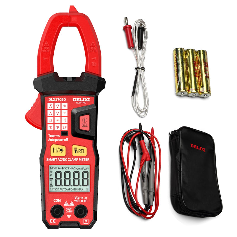 [Australia - AusPower] - Digital Clamp Meter Tester with 600A AC/DC Current and 600V AC/DC Voltage, 6000 Count Voltage Tester Auto-ranging with NCV, Resistance, Temperature, Capacitance and Frequency 6000 Counts 